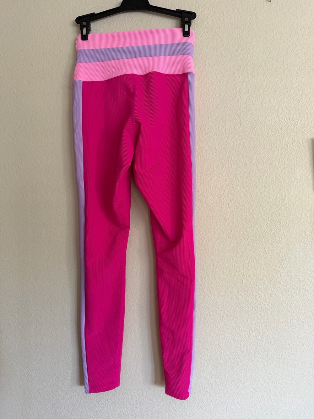Beach Riot Mariella Ribbed Leggings Raspberry Colorblock Pink Size Small - Picture 6 of 8